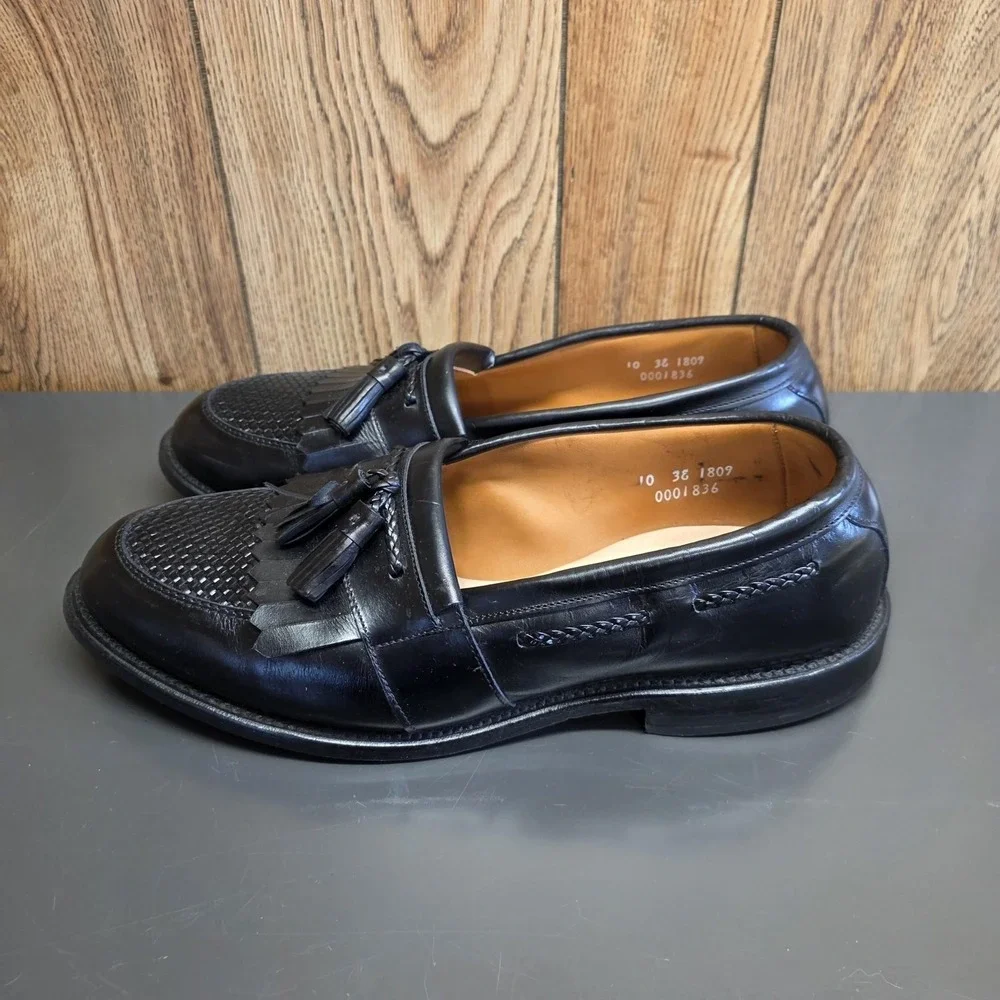 Allen Edmonds Shoes Men 10 EEE Black Leather Tassel Kiltie Loafers 1809